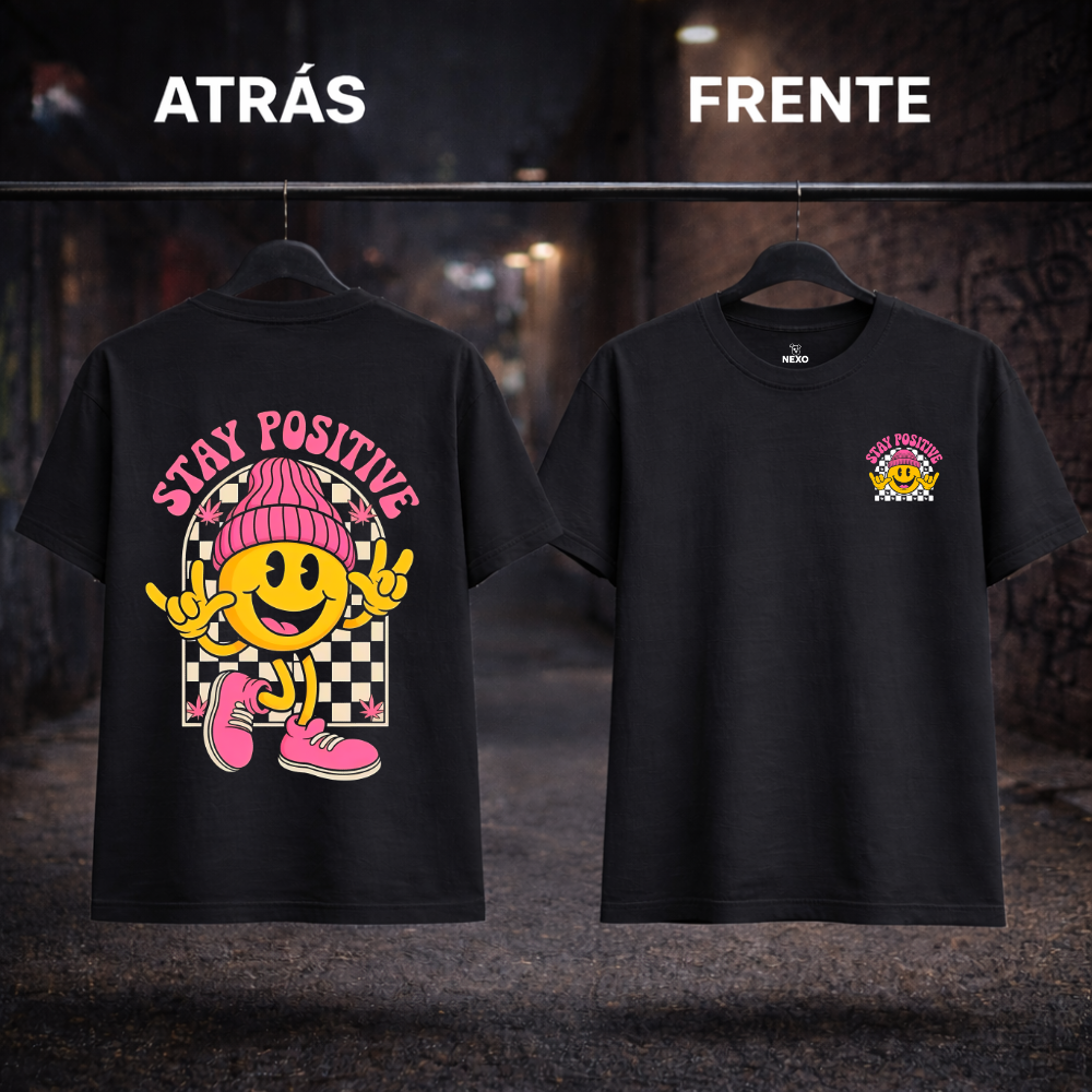 Camiseta NEXO Stay Positive – Negro